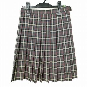 1円 スクールスカート 冬物 w66-丈56 チェック 埼玉八潮高校 プリーツ 学生服 制服 女子 中古 IN5309