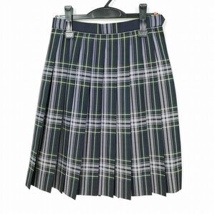 1円 スクールスカート 冬物 w63-丈56 チェック 中学 高校 プリーツ 学生服 制服 女子 中古 IN5313