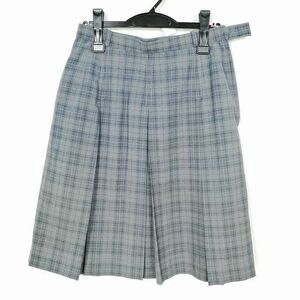 1円 スクールスカート 大きいサイズ 夏物 w72-丈58 チェック 中学 高校 プリーツ 学生服 制服 女子 中古 IN5348