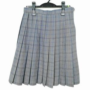 1円 スクールスカート 冬物 w66-丈58 チェック 東京三鷹第一中学 プリーツ 学生服 制服 女子 中古 IN5326