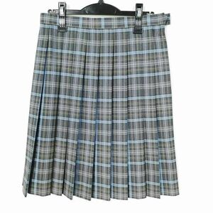 1円 スクールスカート 夏物 w69-丈57 チェック 中学 高校 プリーツ 学生服 制服 女子 中古 IN5350