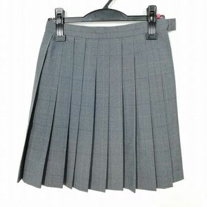 1円 スクールスカート 夏物 w63-丈47 チェック 中学 高校 プリーツ 学生服 制服 女子 中古 IN5366