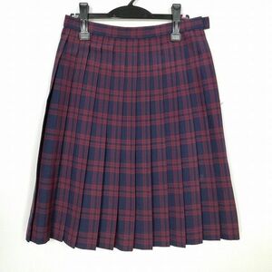 1円 スクールスカート 大きいサイズ 夏物 w72-丈61 チェック 中学 高校 プリーツ 学生服 制服 女子 中古 IN5406