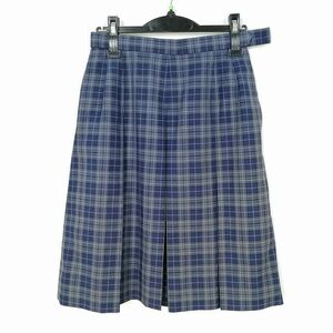 1円 スクールスカート 冬物 w66-丈60 チェック 埼玉小手指中学 プリーツ 学生服 制服 女子 中古 IN5329