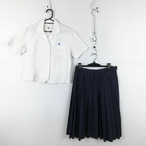 1円 ブラウス スカート 上下2点セット M 夏物 女子 学生服 中学 高校 白 制服 中古 ランクC EY3176