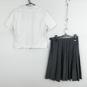 1円 ブラウス スカート 紐タイ 上下3点セット 大きいサイズ 夏物 女子 学生服 中学 高校 白 制服 中古 ランクC EY3187の画像2