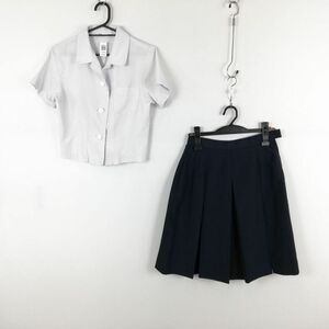 1円 ブラウス スカート 上下2点セット 夏物 女子 学生服 中学 高校 白 制服 中古 ランクC EY3203