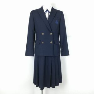 1円 ブレザー スカート 紐タイ 上下4点セット 指定 M トンボ 冬物 女子 学生服 大阪関西大学第一高校 紺 制服 中古 ランクC NA0744