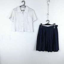 1円 ブラウス スカート 上下2点セット 大きいサイズ 夏物 女子 学生服 中学 高校 白 制服 中古 ランクC EY3259_画像1