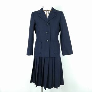 1円 ブレザー ジャンパースカート 紐タイ 上下4点セット 160A 冬物 女子 学生服 中学 高校 紺 制服 中古 ランクC NA0068の画像1