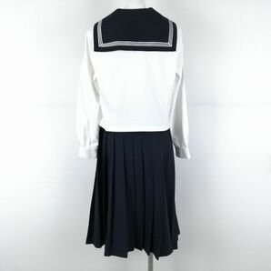 1円 セーラー服 スカート スカーフ 上下3点セット カンコー 中間服 白3本線 女子 学生服 東京佼成学園女子中学高校 白 中古 ランクC EY9745の画像2