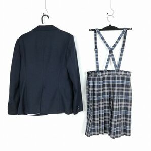 1円 ブレザー チェックスカート リボン 上下4点セット L トンボ 冬物 女子 学生服 中学 高校 紺 制服 中古 ランクC NA0909の画像2