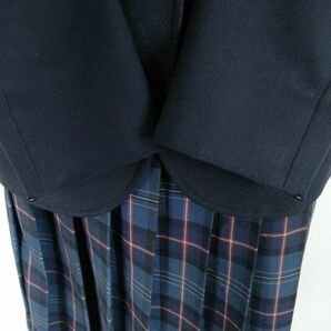 1円 ブレザー チェックスカート リボン 上下4点セット 155A カンコー 冬物 女子 学生服 中学 高校 紺 制服 中古 ランクC NA0984の画像3