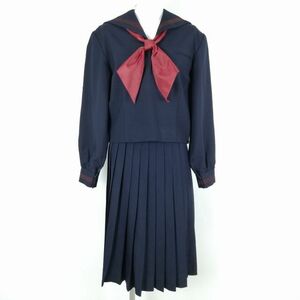 1 jpy sailor suit skirt scarf top and bottom 3 point set 165 large size winter thing red 5ps.@ line woman Tokyo Metropolitan area . the fifth quotient industry high school navy blue used rank B NA0991