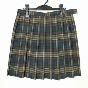 1円 スクールスカート 大きいサイズ 夏物 w78-丈49 チェック 千葉松戸高校 プリーツ 学生服 制服 女子 中古 IN5411