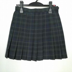 1円 スクールスカート 夏物 w63-丈43 チェック 中学 高校 ミニ丈 プリーツ 学生服 制服 女子 中古 IN5449