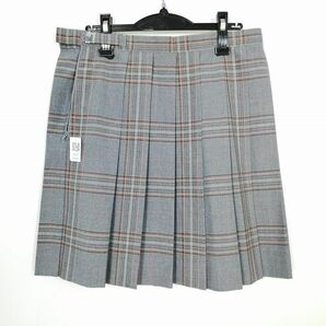 1円 スクールスカート 大きいサイズ 夏物 w75-丈50 チェック 中学 高校 プリーツ 学生服 制服 女子 中古 IN5437の画像2