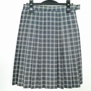 1円 スクールスカート 夏物 w66-丈57 チェック 中学 高校 プリーツ 学生服 制服 女子 中古 IN5505