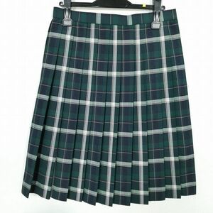 1円 スクールスカート 夏物 w69-丈59 チェック 中学 高校 プリーツ 学生服 制服 女子 中古 IN5521