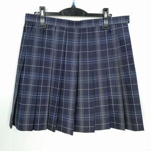 1 иен школьная юбка большой размер лето предмет w78- длина 46 проверка Saitama .. павильон средняя школа плиссировать школьная форма форма женщина б/у IN5441