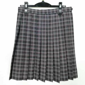 1円 スクールスカート 冬物 w69-丈51 チェック 中学 高校 プリーツ 学生服 制服 女子 中古 IN5609