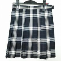 1円 スクールスカート 冬物 w63-丈48 チェック 中学 高校 プリーツ 学生服 制服 女子 中古 IN5605_画像1