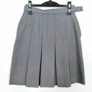 1円 スクールスカート 冬物 w69-丈53 チェック 中学 高校 プリーツ 学生服 制服 女子 中古 IN5559