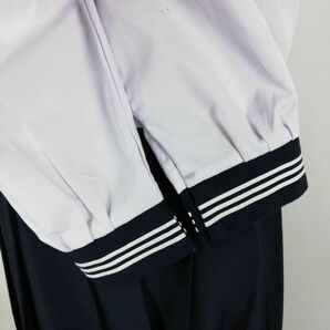 1円 セーラー服 スカート スカーフ 上下3点セット 165A オリーブデオリーブ 中間服 白3本線 女子 学生服 中学 高校 白 中古 ランクC NA0423の画像4