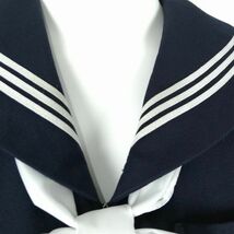 1円 セーラー服 スカート スカーフ 上下3点セット 冬物 白3本線 女子 学生服 中学 高校 紺 制服 中古 ランクC NA0619_画像5