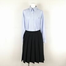 1円 ブラウス スカート 上下2点セット 指定 大きいサイズ 中間服 学生服 熊本千原台高校 ストライプ（白/水色） 制服 中古 ランクB NA0195_画像1