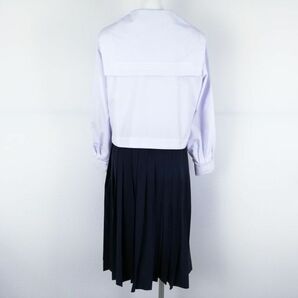 1円 セーラー服 スカート スカーフ 上下3点セット 大きいサイズ 中間服 白3本線 女子 学生服 兵庫城乾中学 白 制服 中古 ランクC NA0952の画像2