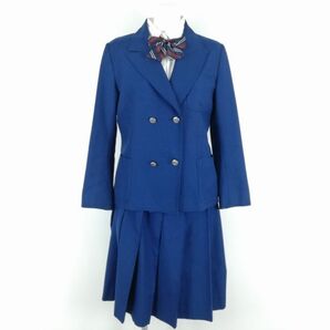 1円 ブレザー スカート リボン 上下4点セット 165 冬物 女子 学生服 中学 高校 花紺 制服 中古 ランクC NA1391の画像1