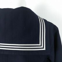 1円 セーラー服 スカート スカーフ 上下3点セット France 冬物 白3本線 女子 学生服 神奈川聖和学院 紺 制服 中古 ランクC NA1181_画像3