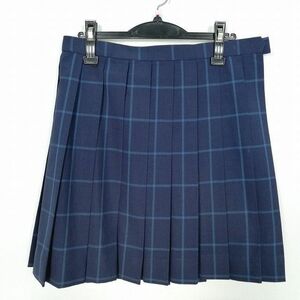 1円 スクールスカート 大きいサイズ 夏物 w72-丈50 チェック 千葉柏陵高校 プリーツ 学生服 制服 女子 中古 IN5636