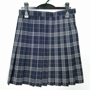 1円 スクールスカート 冬物 w66-丈49 チェック 東京田園調布高校 プリーツ 学生服 制服 女子 中古 IN5548