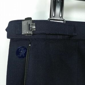 1円 スクールスカート 冬物 w69-丈65 紺 中学 高校 プリーツ 学生服 制服 女子 中古 IN5683の画像3