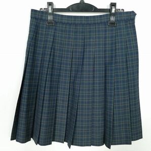 1円 スクールスカート 大きいサイズ 冬物 w75-丈51 チェック 埼玉杉戸農業高校 プリーツ 学生服 制服 女子 中古 IN5626の画像1