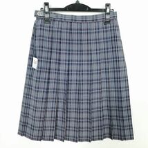 1円 スクールスカート 夏物 w66-丈58 チェック 中学 高校 プリーツ 学生服 制服 女子 中古 IN5595_画像2