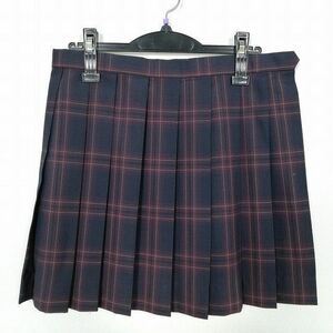 1 jpy school skirt large size summer thing w75- height 42 check middle . high school mini height pleat school uniform uniform woman used IN5647