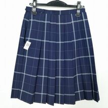 1円 スクールスカート 夏物 w63-丈56 チェック 中学 高校 プリーツ 学生服 制服 女子 中古 IN5633_画像2