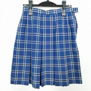 1円 スクールスカート 夏物 w66-丈53 チェック 中学 高校 プリーツ 学生服 制服 女子 中古 IN5640