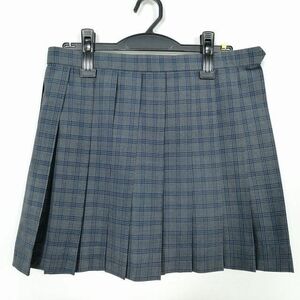 1円 スクールスカート 夏物 w69-丈41 チェック 中学 高校 ミニ丈 プリーツ 学生服 制服 女子 中古 IN5646