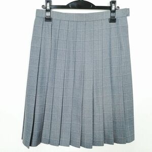 1円 スクールスカート 冬物 w69-丈60 チェック 中学 高校 プリーツ 学生服 制服 女子 中古 IN5551