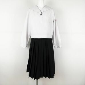 1円 セーラー服 スカート 上下2点セット 大きいサイズ 特大 カンコー 中間服 女子 学生服 中学 高校 白 制服 中古 ランクC NA0618の画像1