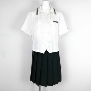 1円 ブラウス スカート 上下2点セット 大きいサイズ 夏物 女子 学生服 中学 高校 白 制服 中古 ランクC NA0927