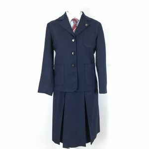 1円 ブレザー スカート ネクタイ 上下4点セット 冬物 女子 学生服 中学 高校 紺 制服 中古 ランクC NA1086