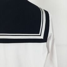 1円 セーラー服 スカート スカーフ 上下3点セット 中間服 白2本線 女子 学生服 中学 高校 白 制服 中古 ランクC NA0448_画像3