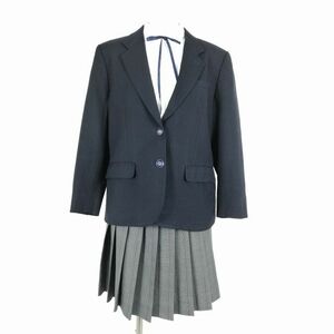 1円 ブレザー スカート 紐タイ 上下4点セット カンコー 冬物 女子 学生服 東京小平西高校 紺 制服 中古 ランクC NA1135