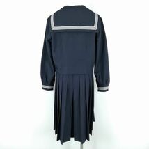 1円 セーラー服 ジャンパースカート 上下3点セット 大きいサイズ 冬物 白3本線 女子 学生服 埼玉春日部中学 紺 中古 ランクC NA1208_画像2