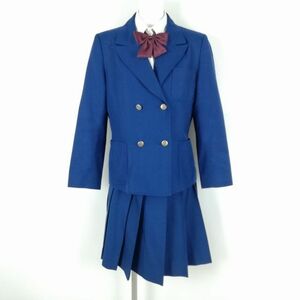 1 jpy blaser skirt ribbon top and bottom 4 point set winter thing woman school uniform middle . high school flower navy blue uniform used rank C NA1400